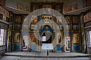 Iconostasis in the Church of Elijah the Prophet from the village of Verkhny Berezovets. Kostroma region.