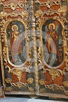Iconostasis separates nave from apse in Savina Orthodox monastery