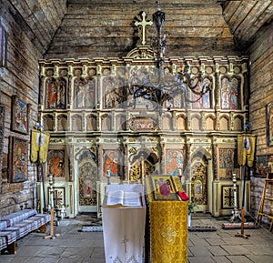 Iconostasis in the wooden church