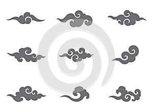 Asian Cloud sillhouette icons. Japanese. Chinese. Thai. photo