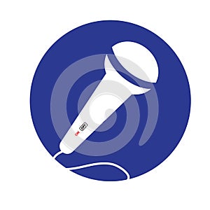 Microphone iconic vector blue circle background