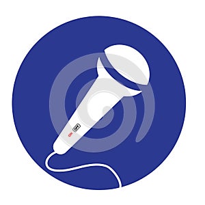 Microphone iconic vector blue circle background