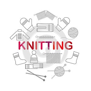 Icons accessories for knitting and knitwear.