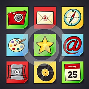 Icons for apps in cartoon style