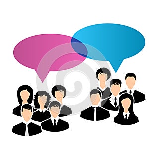 Icons of business groups share your opinions, dialogs speech bub