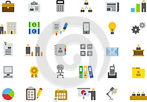 Icons for business, office and work