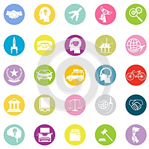 Icons Business Travel Sport law set retro flat design concept vector illustration