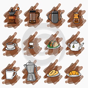 Icons for cafe and breakfasts