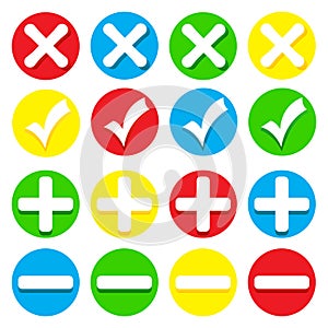 Icons - checkmarks, crosses, pluses and minuses