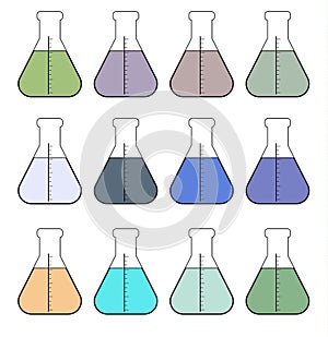 Icons chemical flasks. Vector.