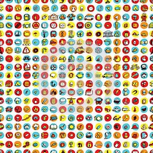 Icons and circles seamless pattern