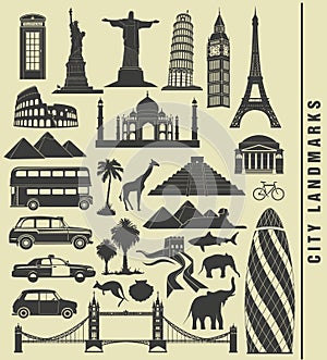 Icons of the city landmark world