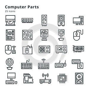 25 icons on computer parts