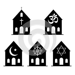 Icons denoting different religious symbols. Vector Illustration photo