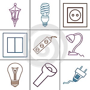 Icons of different electrical devices.