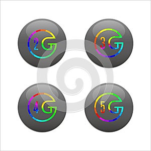 Icons of different generations mobile communication, vector illustration.