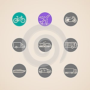 Icons with different modes of transport