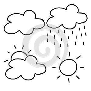 Icons of different weather isolated on a white background.