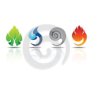 Icons Elements Earth Water Air Fire
