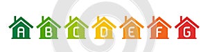 Icons for Energy Performance Certificate, Rating of Houses by Energy Efficiency
