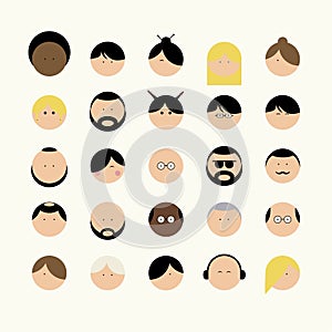 Icons faces different types of people.