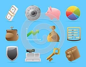 Icons for finance, money and security