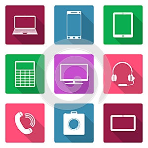 Icons flat design. Electronic devices