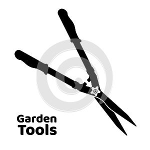 Garden scissors icon flat black style vector