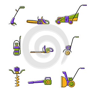 Icons of gardening power tools