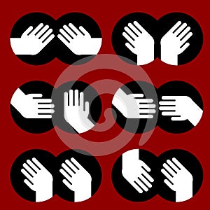 Icons of human hands of various gestures
