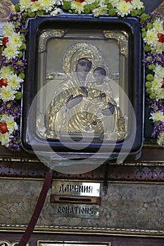 Icons on the Iconostasis that separates nave from apse