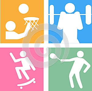 Icons icons silhouettes of people actively involved in sports