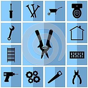 Icons instrument/ Vector secateurs, flat