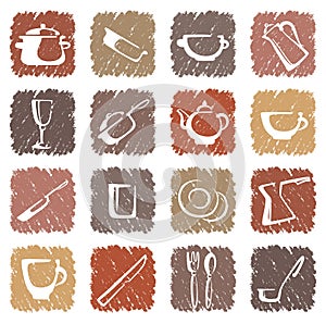 Icons of kitchen ware