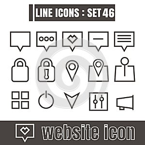 Icons line Website Modern design Symbol vector black on white ba