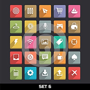 Icons With Long Shadow Set 6