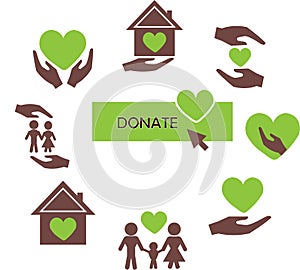 icons love people charity help famili