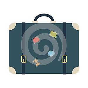 Icons luggage. Flat style summer travel suitcase. Suitcases and backpacks. Vector illustration holiday
