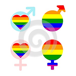 icons with male and female rainbow gay symbols