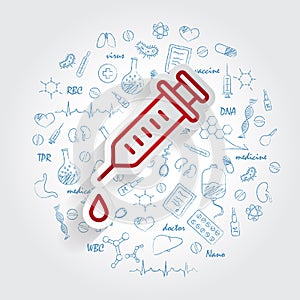 Icons For Medical Specialties. Anesthesiology And Anesthesia Concept. Vector Illustration With Hand Drawn Medicine photo
