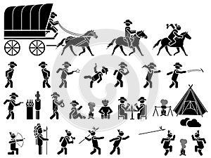 Icons men blacks western theme