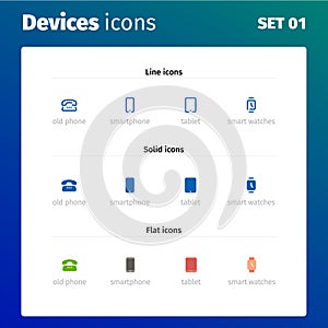 Icons of modern devices and electronics