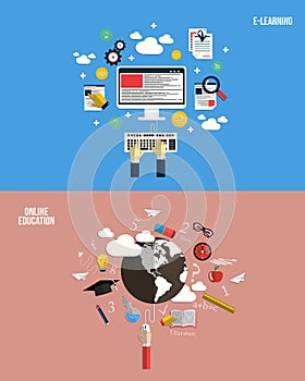 Icons for online education and e-learning