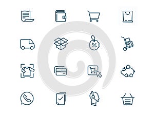 Icons for online store site vector linear set