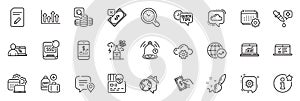 Icons pack as Cogwheel, Add handbag and Chat bubble line icons. For web app. Vector