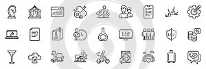 Icons pack as Money tax, Document and Medical drugs line icons. For web app. Vector