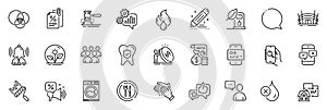 Icons pack as Tax documents, Paint roller and Phone survey line icons. For web app. Vector