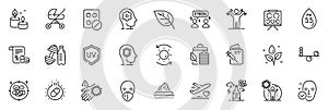 Icons pack as Vaccination passport, Baby carriage and Psychology line icons. For web app. Vector