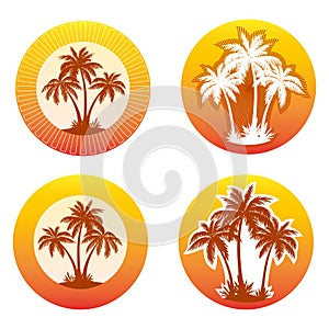 Icons with Palms Silhouettes