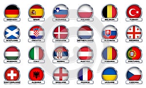 Icons of the participating countries of the European Football Championship in Germany with the signature of the